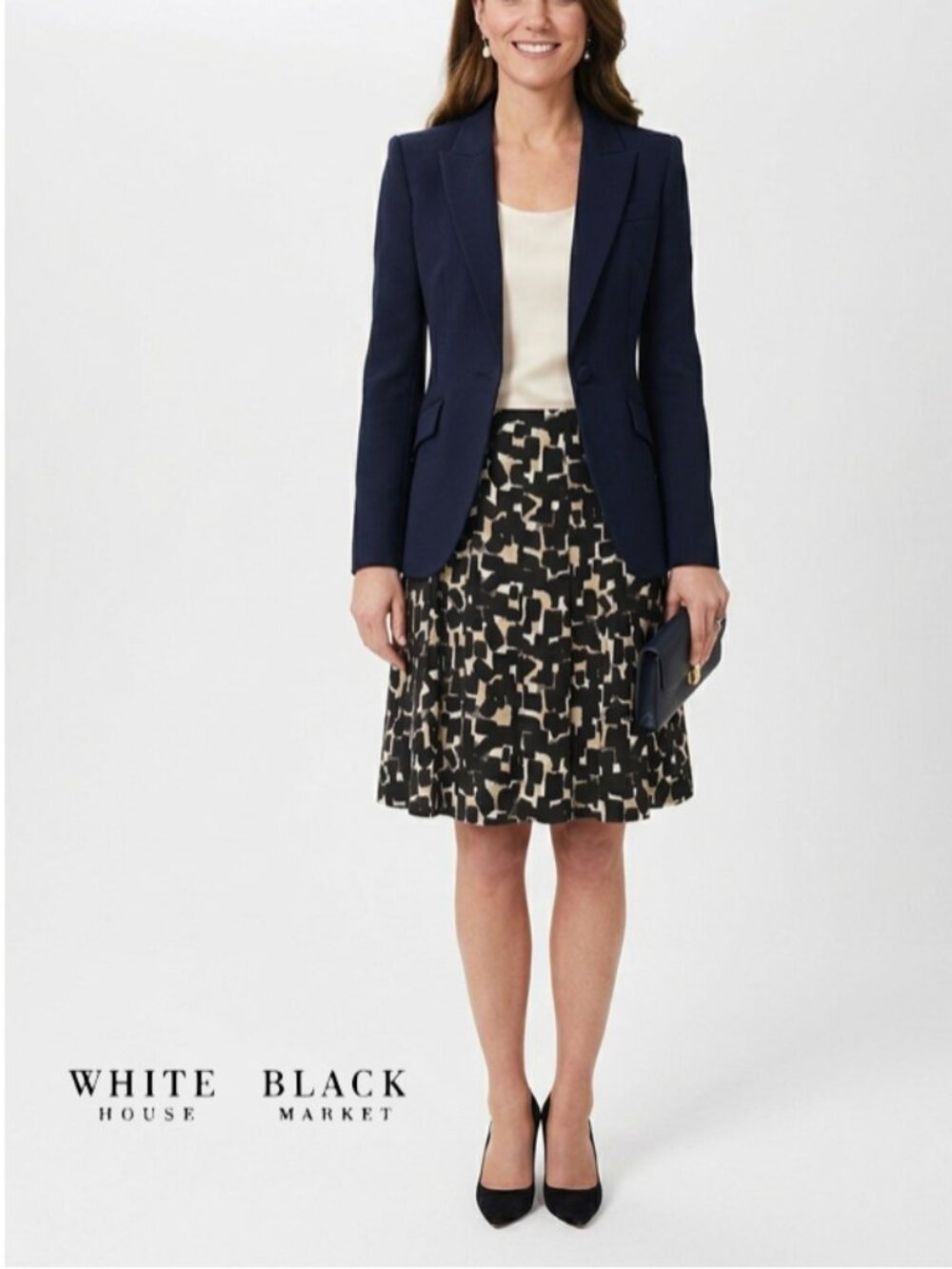 2/$29 White House Black Market skirt size 10 a line brush strokes print